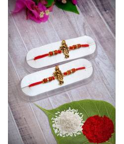 Shri Krishna Raksha Sutra Amroha Craft Fancy Rakhi Set Pack of 2 with Roli Chawal Tilak CFRKH0046