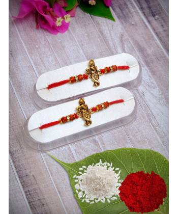 Crunchy Fashion Shri Krishna Raksha Sutra Fancy Rakhi Set Pack of 2 with Roli Chawal Tilak  CFRKH0046