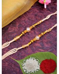 Buy Online Crunchy Fashion Earring Jewelry Crunchy Fashions Veera Metal Rakhi Set- Pack of 2 Gifts CFRKH0022