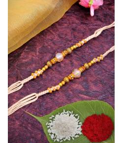 Crunchy Fashions Fancy Rakhi With Roli Chawal Tilak Set- Pack of 2 CFRKH0047