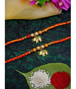 Crunchy Fashion Fancy Elephant Pendant Rakhi Set Pack of 2  CFRKH0050