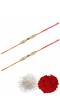 Crunchy Fashions Fancy Stone Rakhi with Roli Chawal Tilak Set- Pack of 2 CFRKH0054