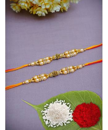 Crunchy Fashions Fancy Stone Rakhi with Roli Chawal Tilak Set- Pack of 2 CFRKH0054