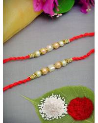 Buy Online Earring, Jewelry , Bags - Crunchy Fashion Designer Multicolor Peacock Studded Rakhi Set of 2 With Roli & Chawal CFRKH0076 Gifts CFRKH0076 Crunchy Fashion 