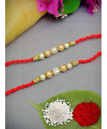 Crunchy Fashion Fancy Rakhi Set pack of 2 With Roli Chawal Tilak CFRKH0056