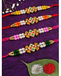 Buy Online Earring, Jewelry , Bags - Crunchy Fashion Divine Antique Multicolor Rakhi Set Pack of 4 CFRKH0067 Gifts CFRKH0067 Crunchy Fashion 