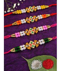 Crunchy Fashions Fancy Crafted Rakhi Set- Pack of 4 CFRKH0064