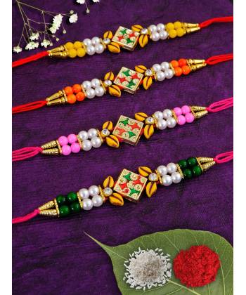 Crunchy Fashions Fancy Crafted Rakhi Set- Pack of 4 CFRKH0064