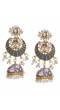 Traditional Lotus Grey Chandbali Dangler Jhumki Earrings RAE0600