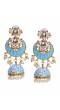 Traditional Lotus Blue Chandbali Dangler Jhumki Earrings RAE0601