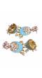 Traditional Lotus Blue Chandbali Dangler Jhumki Earrings RAE0601