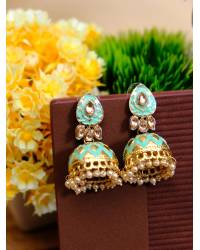 Buy Online Crunchy Fashion Earring Jewelry Meenakari Round Floral Black Golden Earrings RAE0908 Jewellery RAE0908