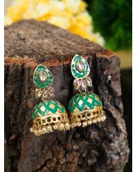 Buy Online Royal Bling Earring Jewelry Oxidised German Silver Meenakari Beautiful Green Peacock Design Jhumka Earring RAE0931 Jewellery RAE0931