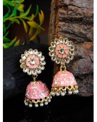Buy Online Crunchy Fashion Earring Jewelry Western Pink Gold Plated Dangler Earring CFE1646 Jewellery CFE1646