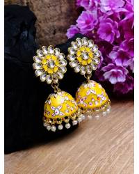 Buy Online Royal Bling Earring Jewelry Traditional Gold plated Round Floral Pink Jhumka Earring RAE0799 Jewellery RAE0799