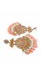 Traditional Gold Plated Peach Pearls Dangler Party Wear Earrings RAE0613