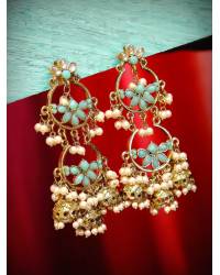 Buy Online Royal Bling Earring Jewelry Gold plated Kundan Flower Meenakari Green Hoop Jhumka  Earrings  With White Pearl Earrings RAE0862 Jewellery RAE0862