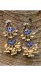 Traditional Gold Plated Blue Kundan & Perl layered Earrings RAE0616