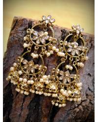 Buy Online Royal Bling Earring Jewelry Gold Traditional chandbali Style White Blue Pearls Earrings  RAE1661 Jewellery RAE1661