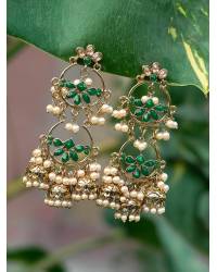 Buy Online Royal Bling Earring Jewelry Traditional Gold Plated Green Chandbali Earring RAE0842 Jewellery RAE0842