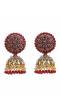 Tradtional Gold Plated Maroon Floral Jhumka Earrings RAE0621