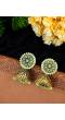 Gold Plated Light Green Floral Jhumka Earrings RAE0623