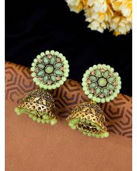 Buy Online Crunchy Fashion Earring Jewelry Gold Plated Meenakari Floral Black Jhumka Earrings With White Pearl RAE0916 Jewellery RAE0916