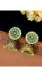 Gold Plated Light Green Floral Jhumka Earrings RAE0623
