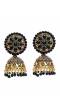 Traditional Gold Plated Black Kundan Jhumka Earrings RAE0626
