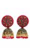 Gold Plated Floral Red Jhumka Earrings RAE0628