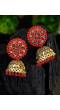 Gold Plated Floral Red Jhumka Earrings RAE0628