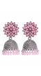 Oxidised German Silver Pink Jhumka Earrings RAE0631