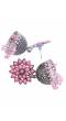 Oxidised German Silver Pink Jhumka Earrings RAE0631