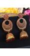 Gold Plated Maroon Long Chandbali Dangler Jhumki  Earrings RAE0641 