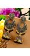 Traditional Gold Black Chandbali Jhumki Earrings RAE0643