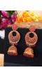 Gold Plated Red Chandbali Jhumki Earrings RAE0645