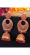 Gold Plated Red Chandbali Jhumki Earrings RAE0645