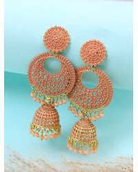 Buy Online Crunchy Fashion Earring Jewelry Indian Ethnic Hand Crafted Meenakari Lotus Sky Blue Chandbali Earring Set RAE0898 Jewellery RAE0898