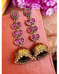 Buy Online Royal Bling Earring Jewelry Gold Plated Red Chandbali Jhumki Earrings RAE0645 Jewellery RAE0645