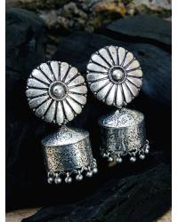 Buy Online Crunchy Fashion Earring Jewelry oxidised Silver Plated Beautiful Drop Designer Mirror Dangler Earrings CFE1706 Jewellery CFE1706