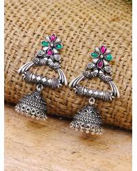 Buy Online Crunchy Fashion Earring Jewelry Crunchy Fashion Gold-Plated  Red Beads & Tassel  Ethnic Jhumka Earrings RAE1880 Jewellery RAE1880