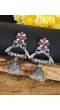 Oxidized Silver Plated Pink Antique Jhumka Earrings RAE0664