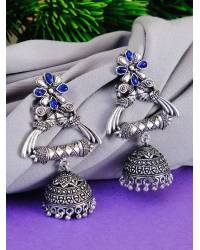 Buy Online Crunchy Fashion Earring Jewelry Traditional Oversized Blue Lotus Shape  Maang Tika Decorated in Stones & White Pearl CFTK0002 Jewellery CFTK0002