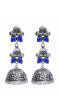 German Silver Plated Blue Jhumka Jhumki Earrings RAE0669