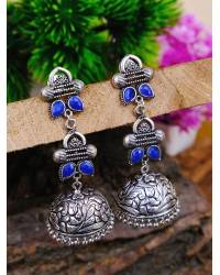 Buy Online Royal Bling Earring Jewelry Gold Plated Blue Round  Kundan Jhumka Earring RAE0805 Jewellery RAE0805