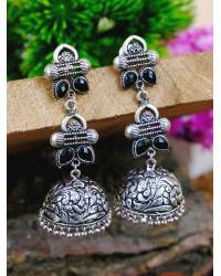 Buy Online Crunchy Fashion Earring Jewelry  Crunchy Fashion Traditional Oxidised Silver Long Kemp Design Red Peacock Shape Necklace Set CFS0390  CFS0388