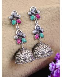 Buy Online Royal Bling Earring Jewelry Gold-Plated Enamel Meenakari Floral Kundan Pink Pearl Jhumka Jhumki Earrings RAE1755 Jewellery RAE1755