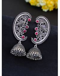 Buy Online Royal Bling Earring Jewelry Crunchy Fashion Gold-plated Pink Kundan Stone Flower Stud Dangler Earrings RAE1971 Jewellery RAE1971