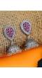 German Sliver Pink Jhumka Earrings  RAE0675