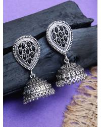 Buy Online Royal Bling Earring Jewelry Gold-Plated Enamel Meenakari Floral Kundan Grey Pearl Jhumka Jhumki Earrings RAE1753 Jewellery RAE1753